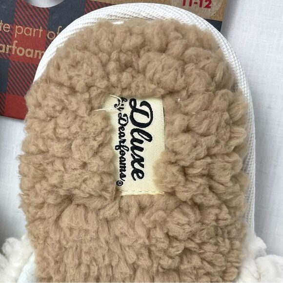 Merry & Bright Slippers Teddy Slide Dearfoams Women's XL 11/12 Rainbow Stitching - Picture 9 of 11